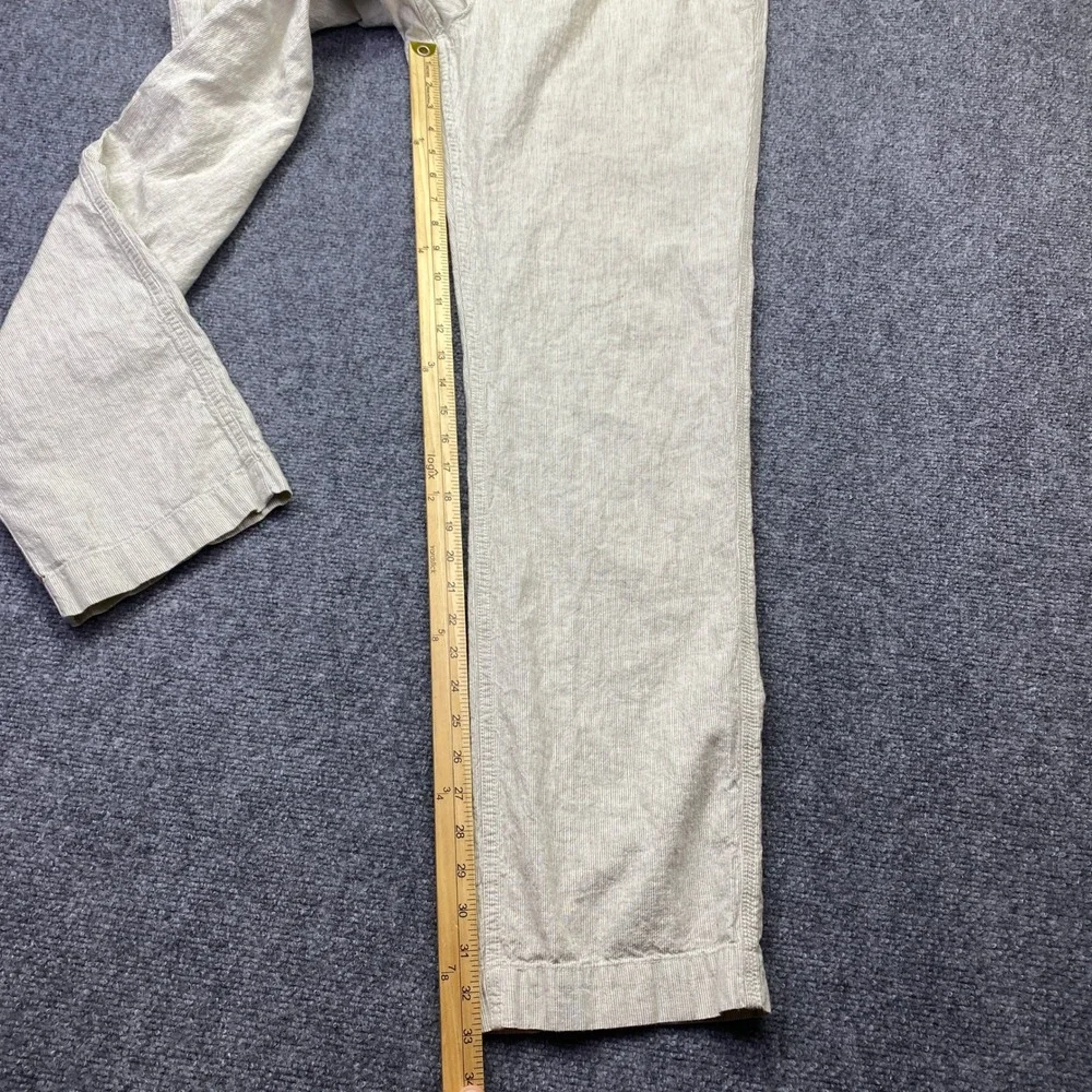 Banana Republic Mens Sz 35 Linen Cotton Pinstripe Pants Cream Tan Straight Leg